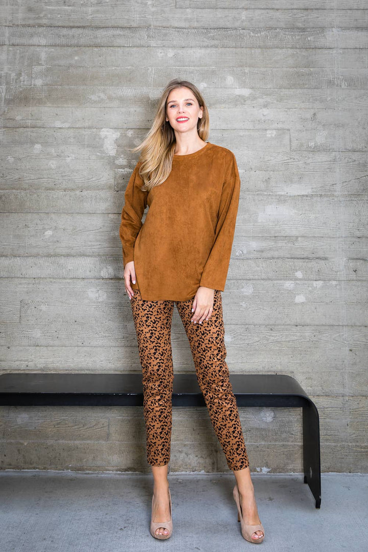 Adi Stretch Suede Top: UMBER / M / A5418