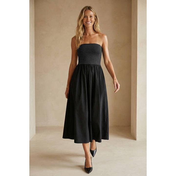 Strapless Maxi Dress: Black / L