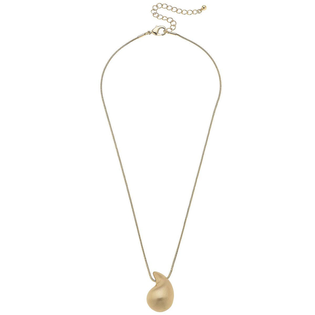 Icon Puffed Teardrop Necklace: Satin Gold