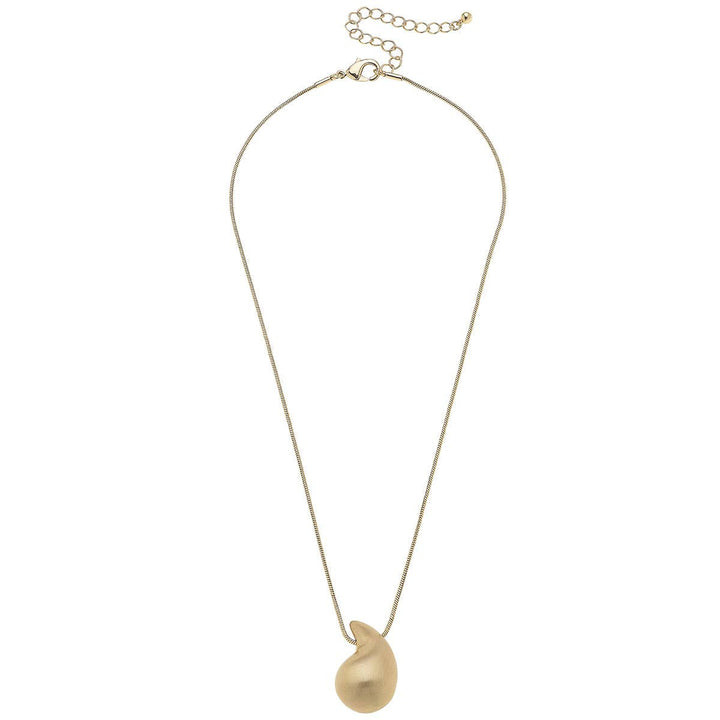 Icon Puffed Teardrop Necklace: Satin Silver