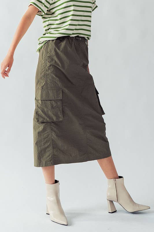 MIDI PARACHUTE SKIRT: SLATE