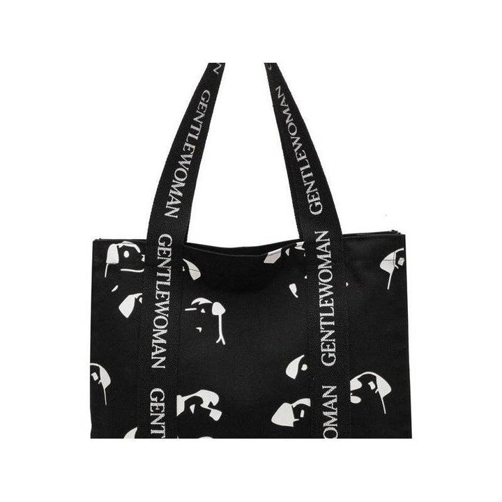 Chic Canvas Tote Bag Letter Print
