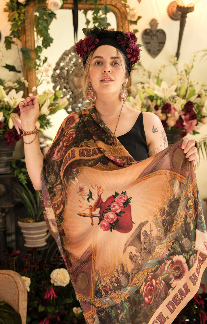 Courage Dear Heart Scarf with Sacred Heart