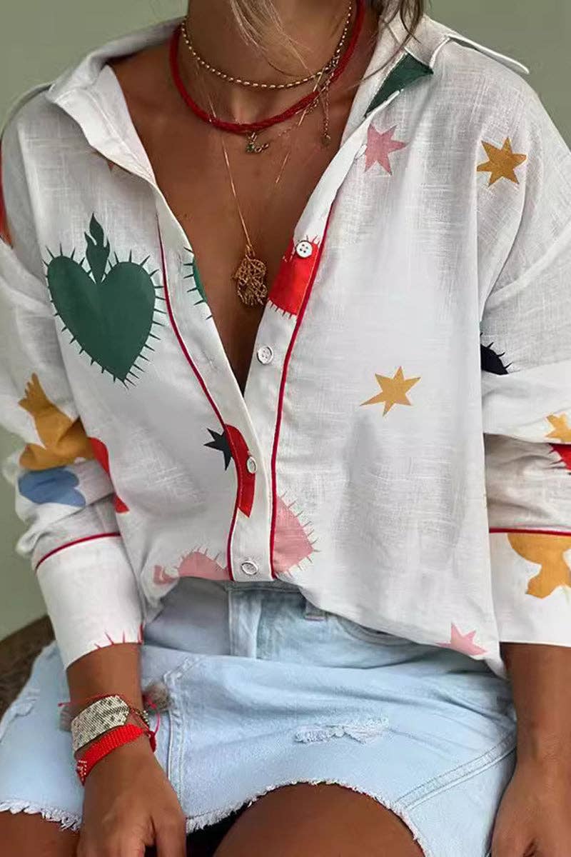 Button-Up Shirt: WHITE / M