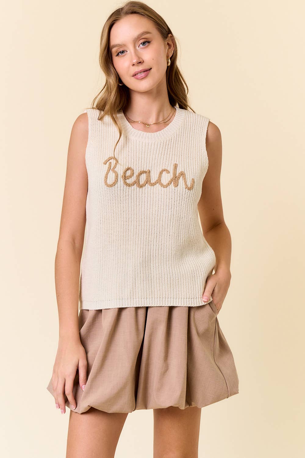 BEACH SWEATER TANK TOP  LT.BLUE / S
