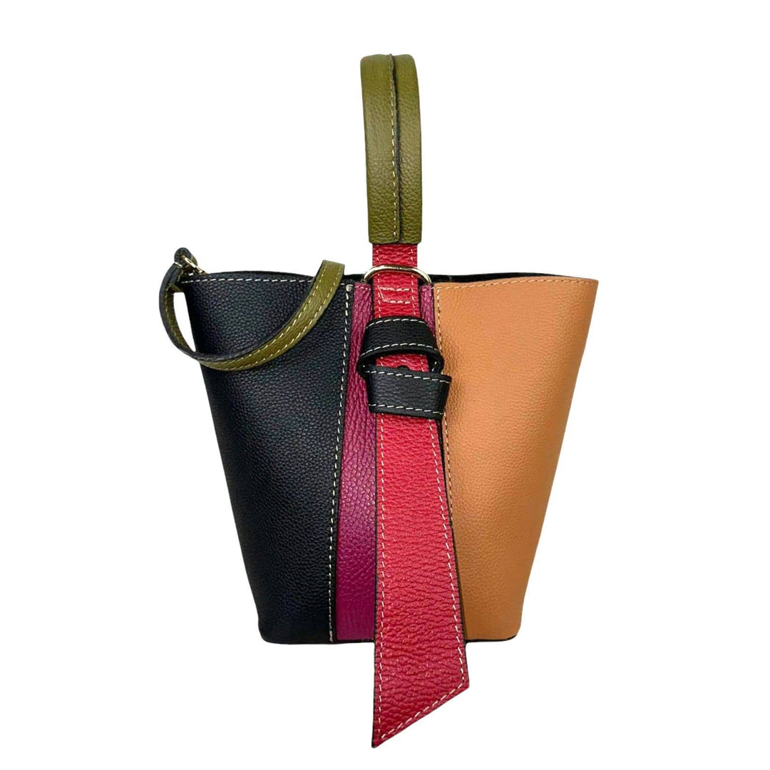 Multicolor Leather Bag: Olive Green