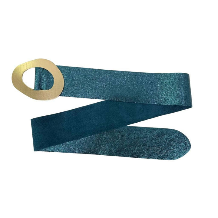 Metallic Leather Suede Belt buckle: Gold