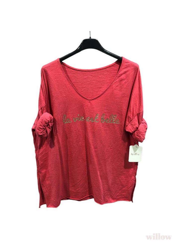 “Life is beautiful” cotton t-shirt: Black