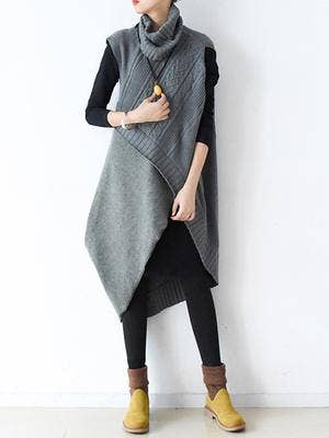 Casual Sleeveless Dress: BLACK / ONE SIZE
