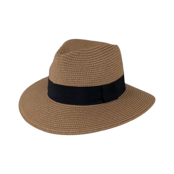 Safari Fedora Straw Hat: Beige