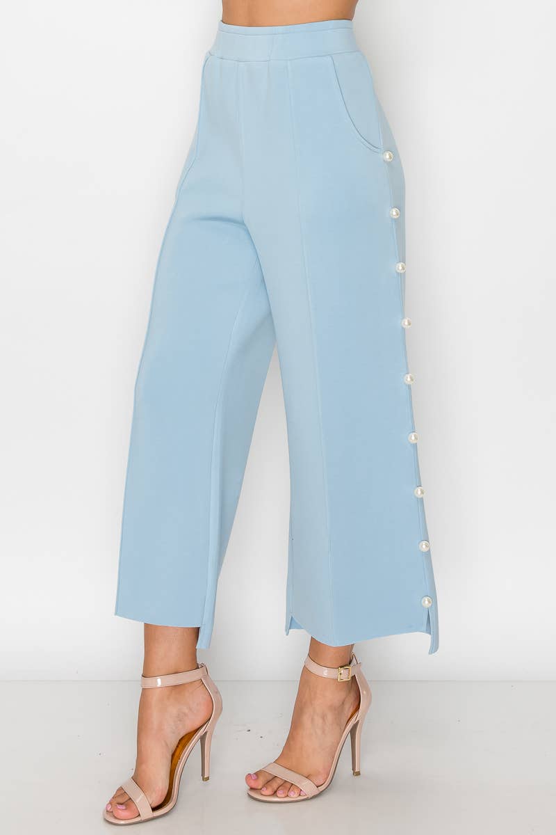 Farrah Scuba Pearl Pant: Black/ L