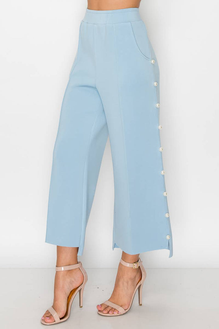 Farrah Scuba Pearl Pant: White / L