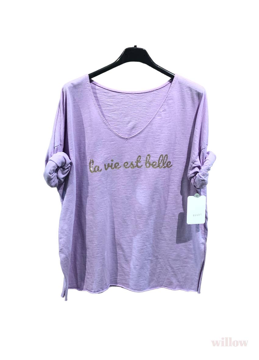 “Life is beautiful” cotton t-shirt: White