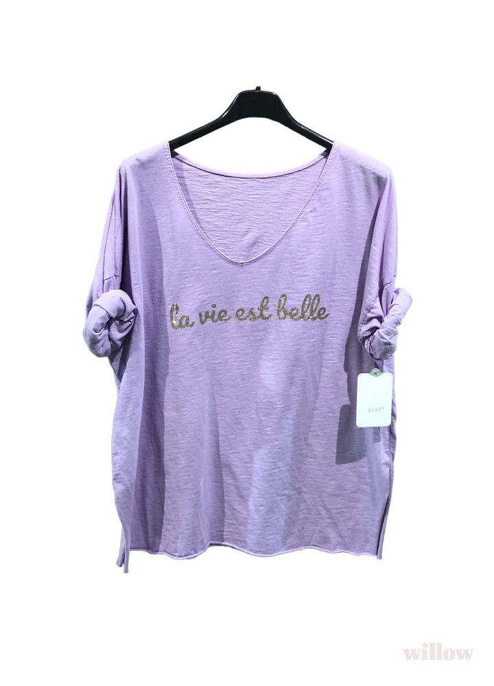 “Life is beautiful” cotton t-shirt: Jeans