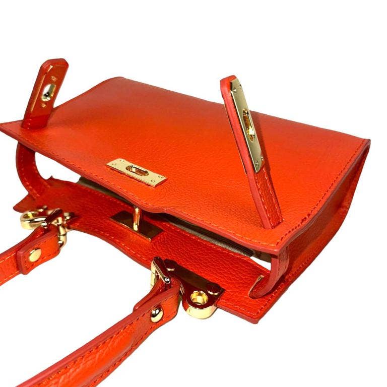 Women's Italian Leather Bag: Orange