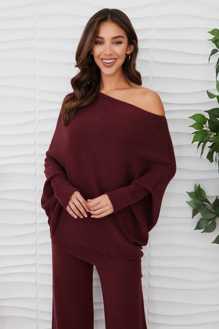 ASYMMETRICAL SWEATER WINE-S