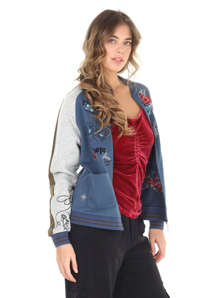 4512-MAJ  French Terry Baseball Jkt: Blue/ XL