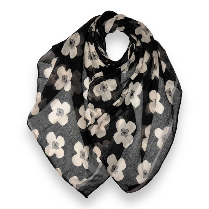 Daisy printed scarf: Black