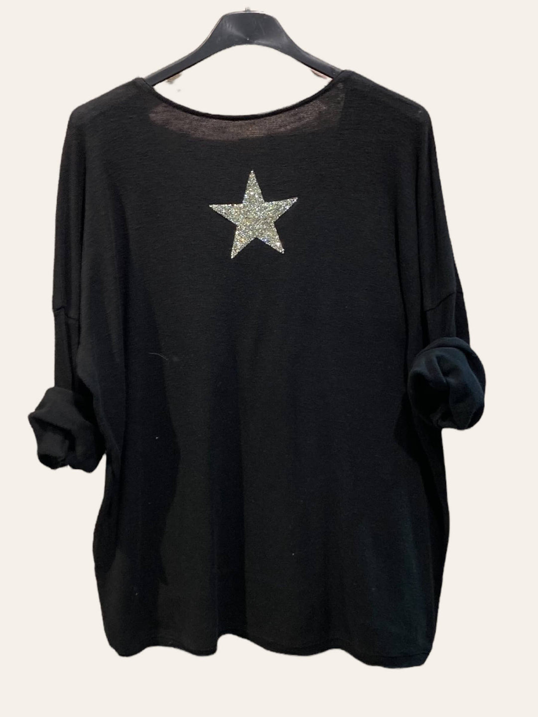 Cotton top with a rhinestone star : ORANGE