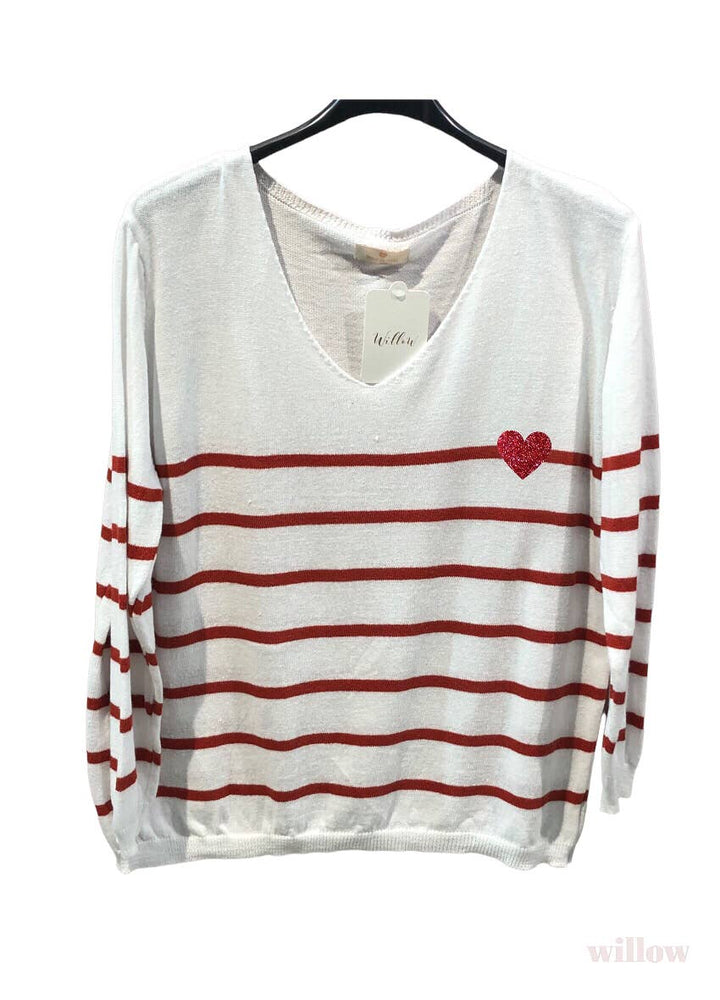 Sailor heart sweater: Red
