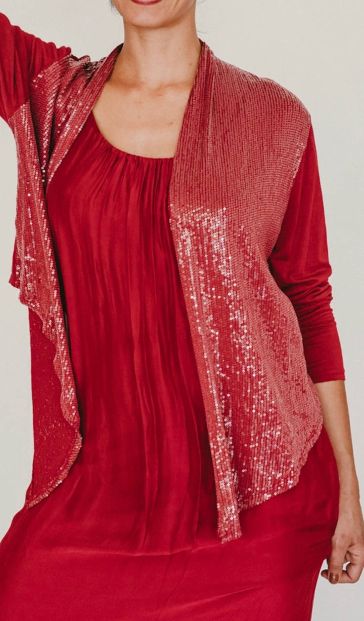Sequin Front Cardi: Aqua