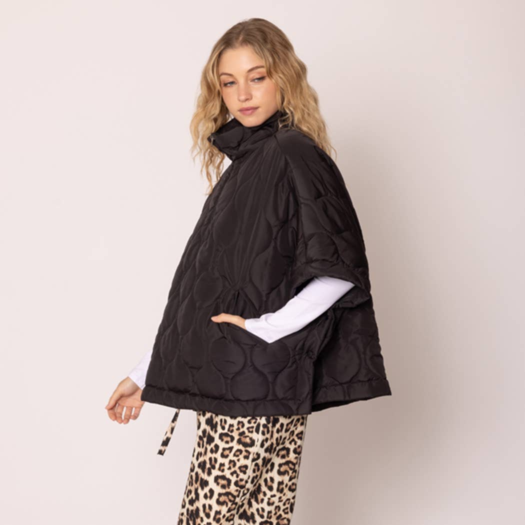 Quilted Cape Poncho Jacket : IVY / O/S