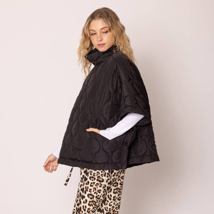 Quilted Cape Poncho Jacket : IVY / O/S