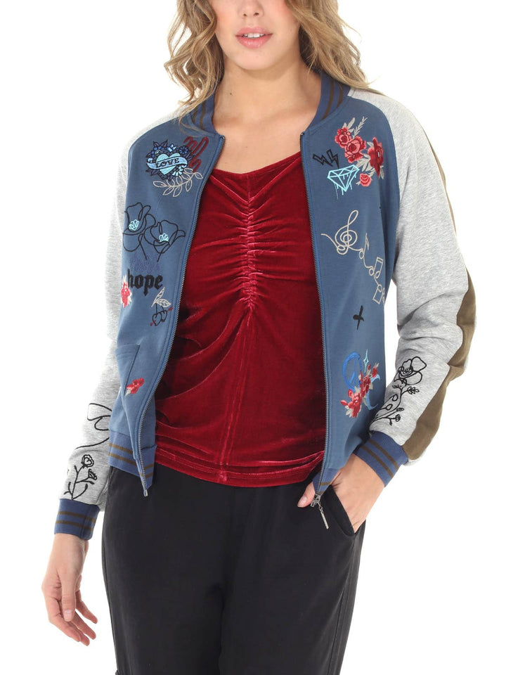 4512-MAJ  French Terry Baseball Jkt: Blue/ XL