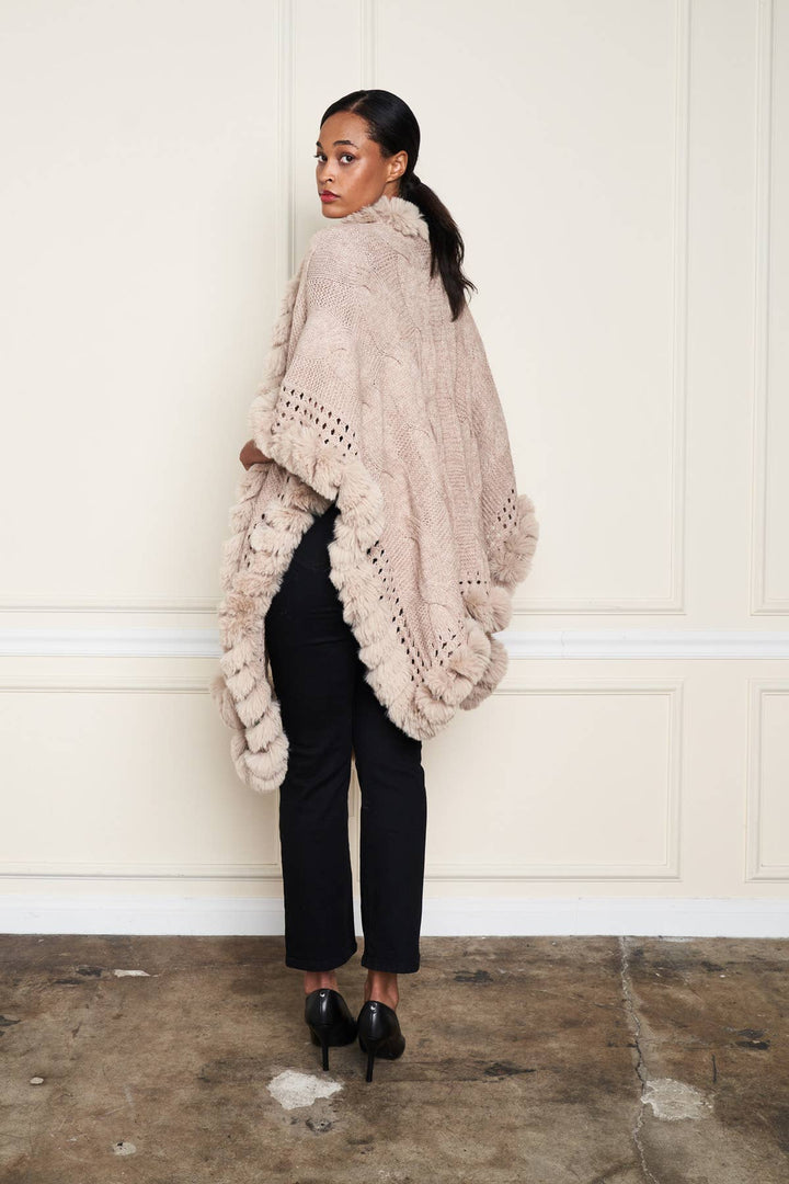 Faux Fur Trim Wrap: Black
