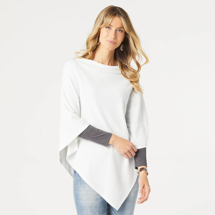 Brushed Poncho: CREAM / O/S