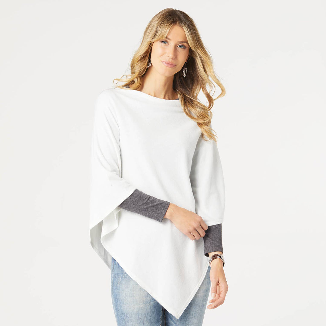 Brushed Poncho: Heather Grey / O/S