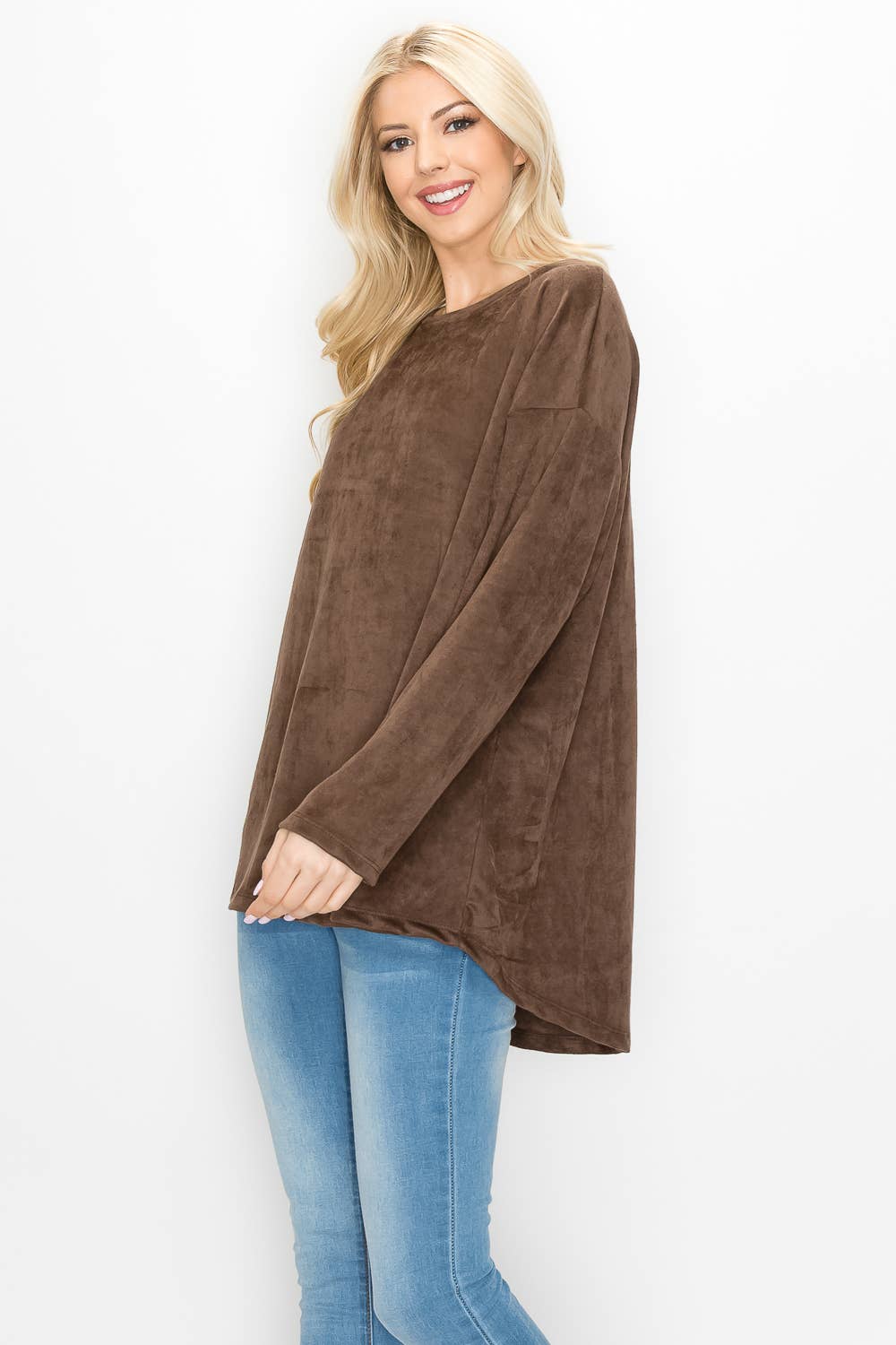Adi Stretch Suede Top: UMBER / S / A5418