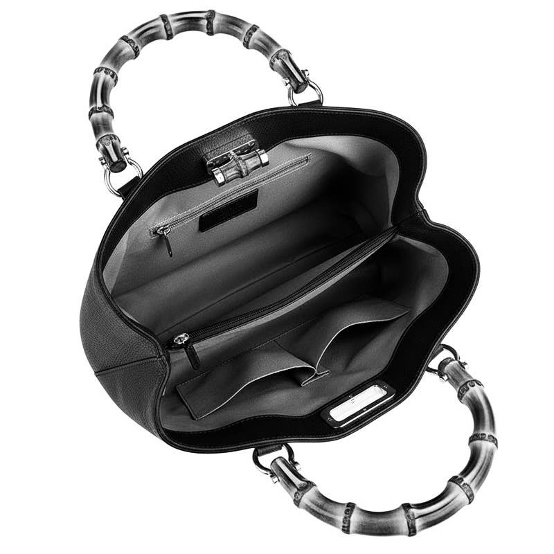 Bamboo Bag in Leather – Made in Italy Nero