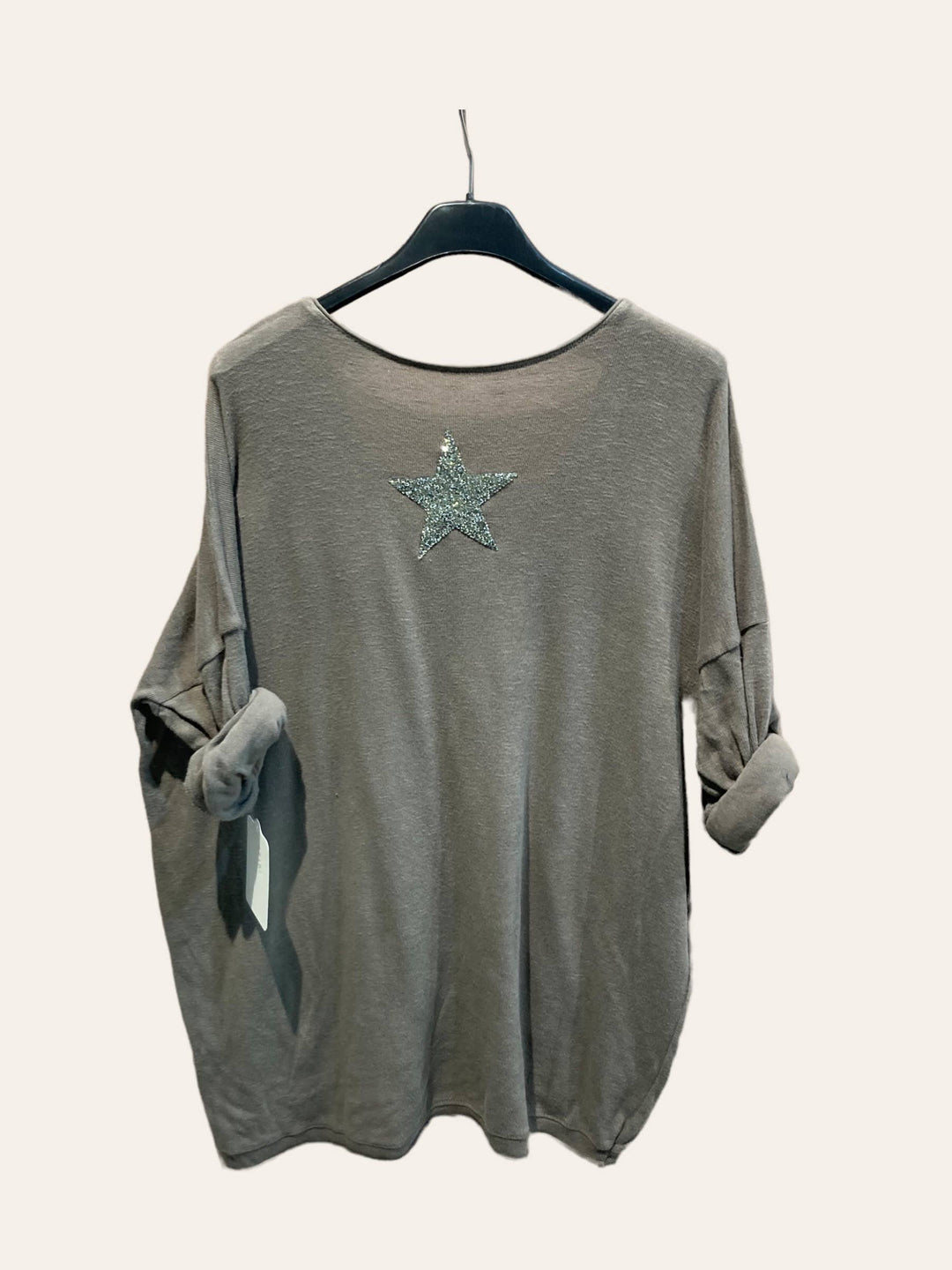 Cotton top with a rhinestone star : PETROL BLUE