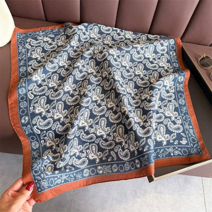Sheer Trend - Fashion Print Square Scarf: MING BLUE