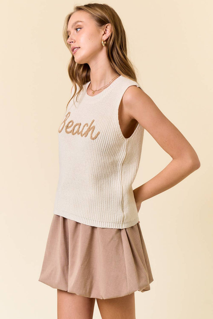 BEACH SWEATER TANK TOP: LT.BLUE / L