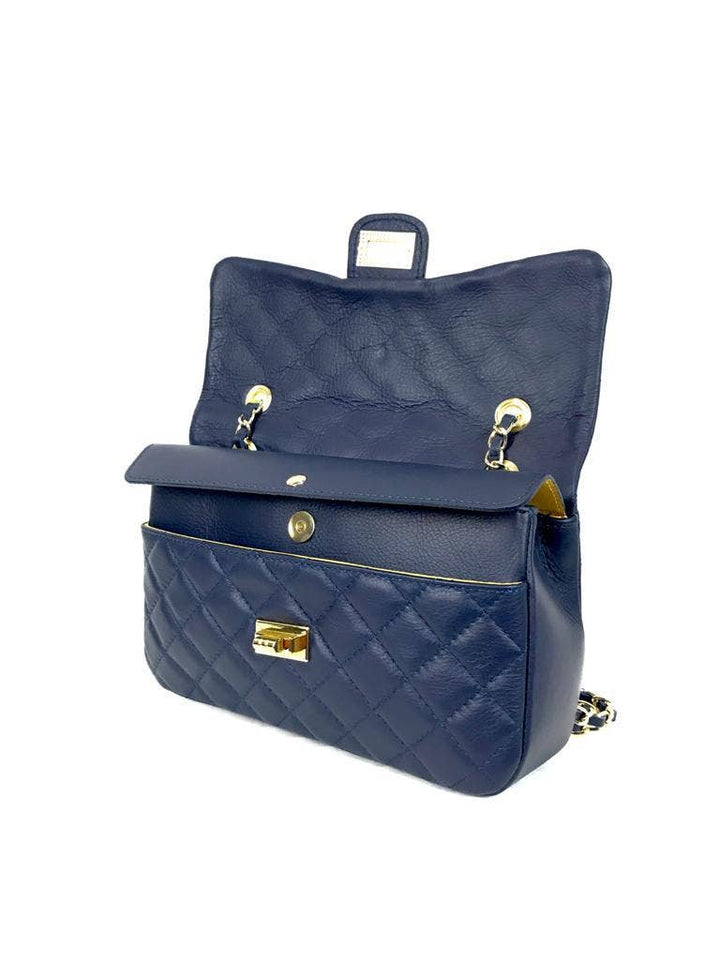 Premium Quilted Leather Bag: Black