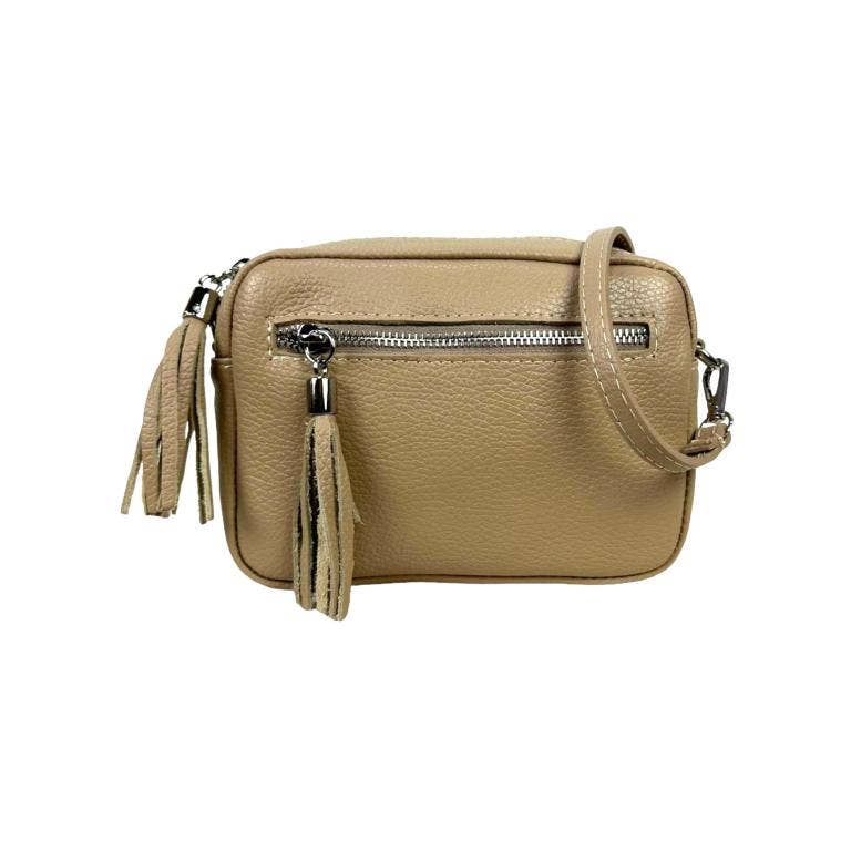 Leather shoulder bag with fringe: Grass Green