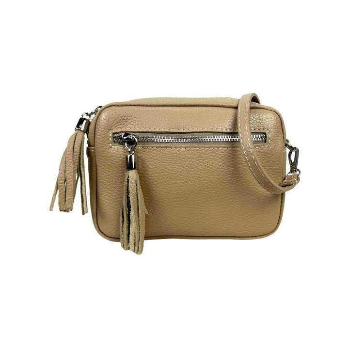 Leather shoulder bag with fringe: Grass Green