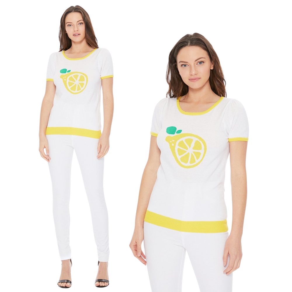 Lemon Print Sweater : / L