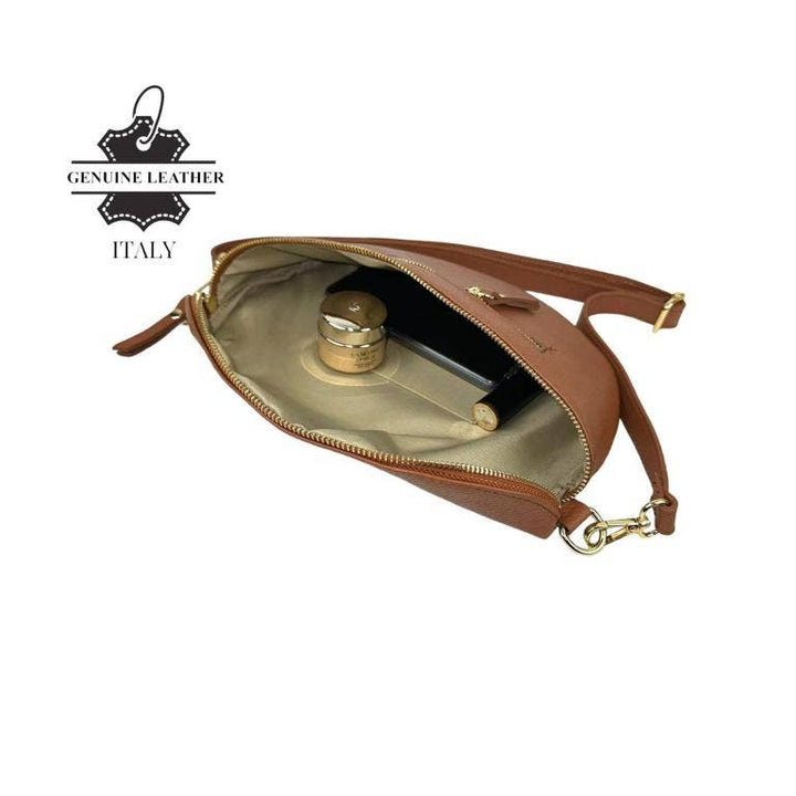 Italian Leather Waist Bag: Gold