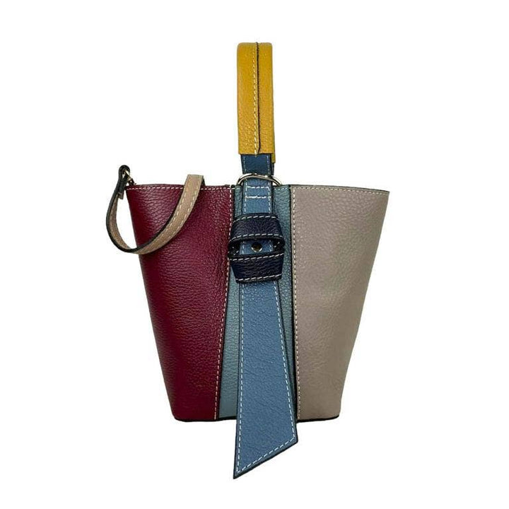 Multicolor Leather Bag:Black