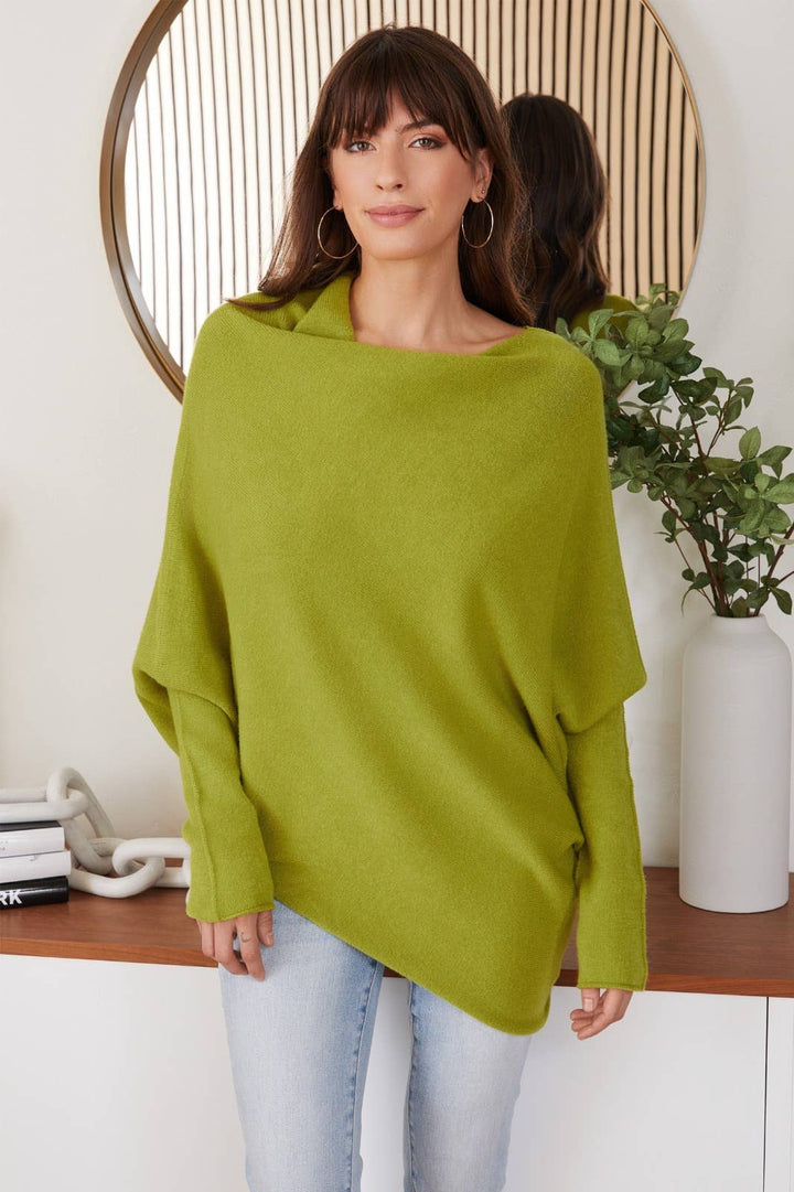ASYMMETRICAL SWEATER LIME:XS/S