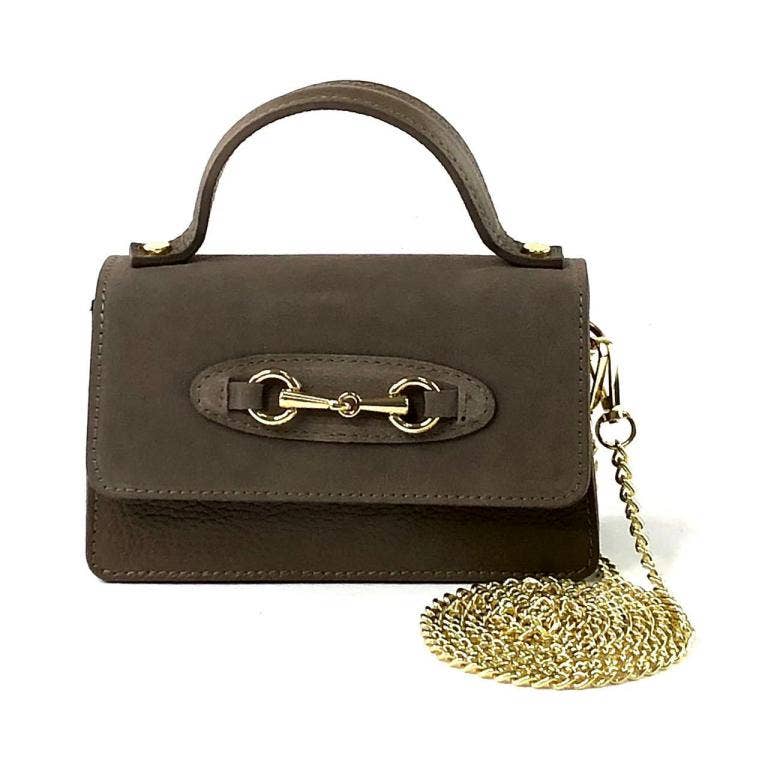 Horse bit suede bag