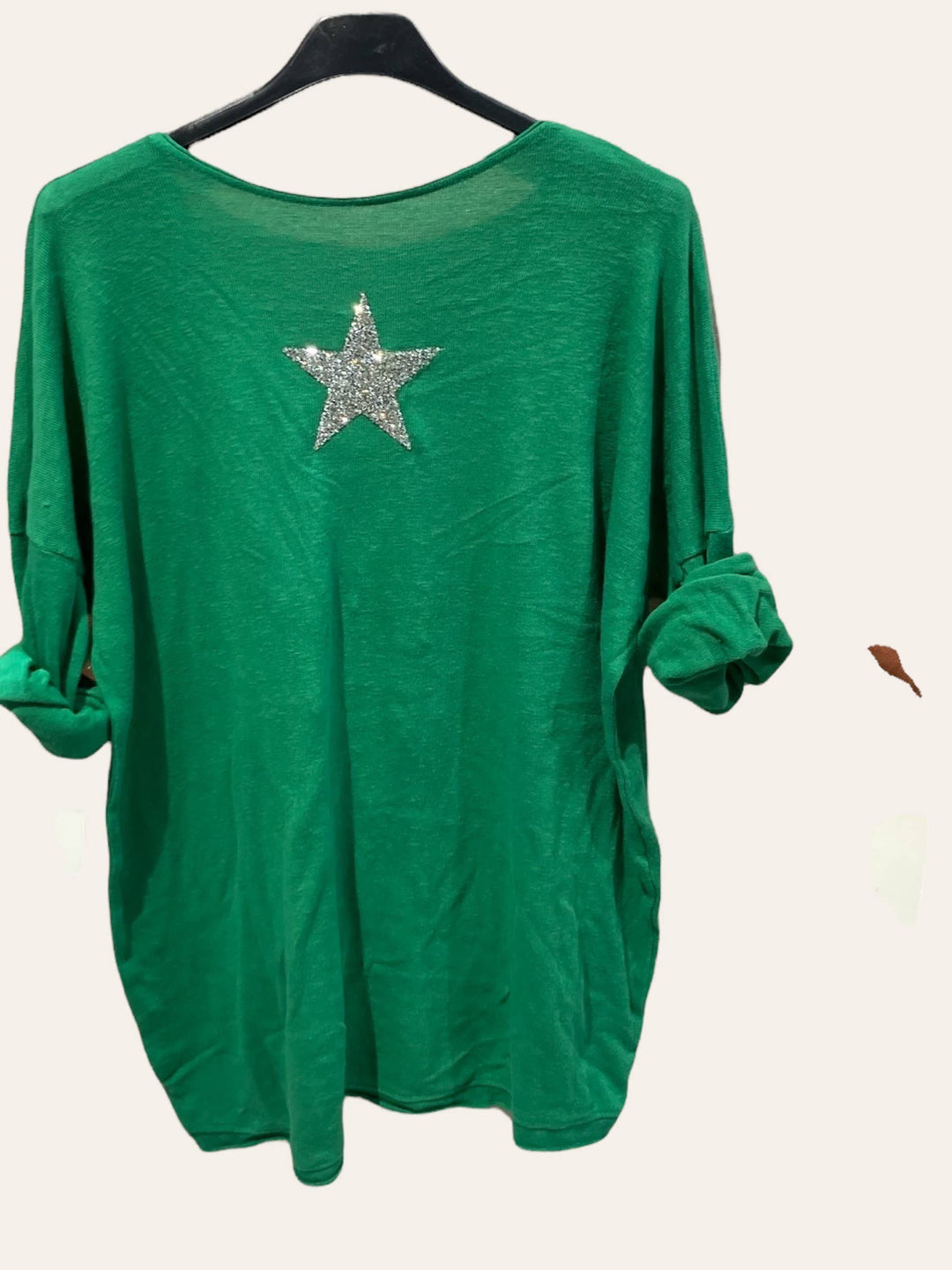 Cotton top with a rhinestone star : SKY BLUE