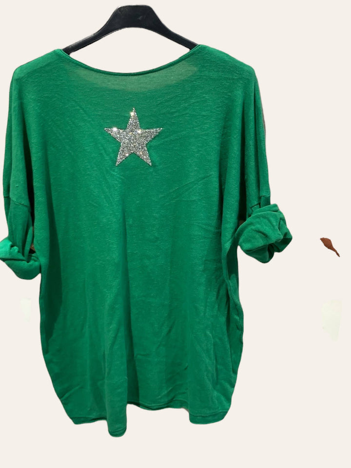 Cotton top with a rhinestone star : CAMEL
