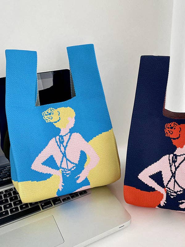 Print Handbag: NAVY BLUE