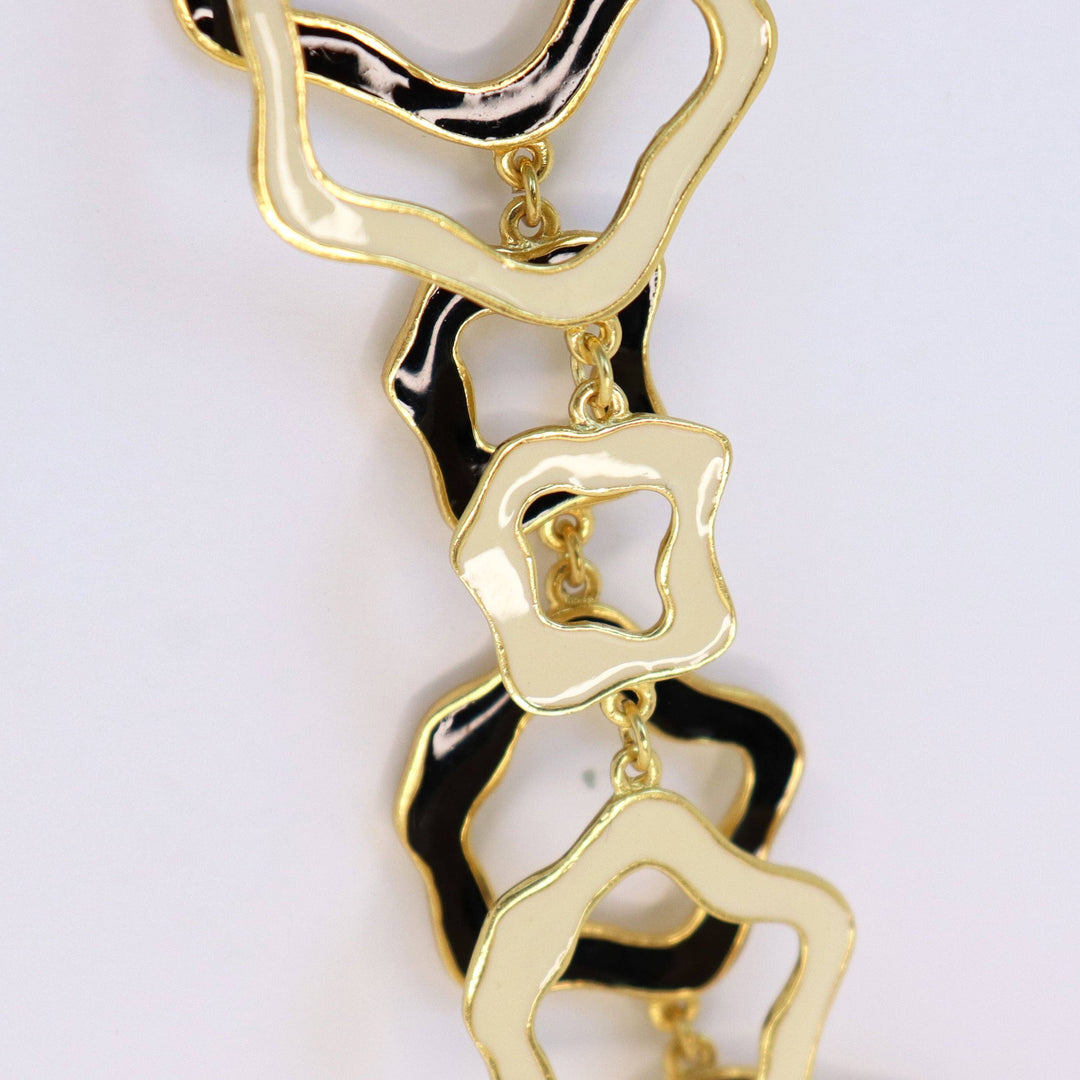 Flower Link Necklace: GOLD BLACK