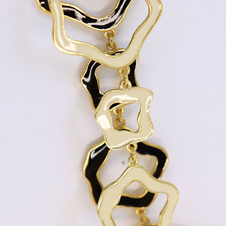 Flower Link Necklace: GOLD BLACK