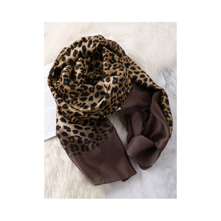 Sheer Trend - Stylish Leopard Gradient Silk Scarf: CAMEL / FREE SIZE
